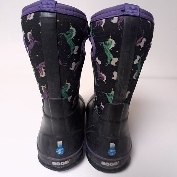 Bogs Kids Classic -30 Degree Insulated Unicorn Black Waterproof Boots Youth 5 38 - Picture 7 of 14